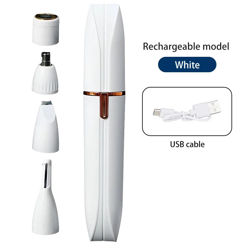 4 en 1  Afitador de cuerpo completo Epilador facial Afitador Trimmer de cejas Epilador indoloro eliminador de vellos faciales