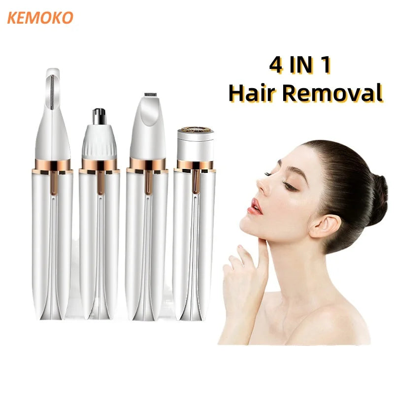 4 en 1  Afitador de cuerpo completo Epilador facial Afitador Trimmer de cejas Epilador indoloro eliminador de vellos faciales